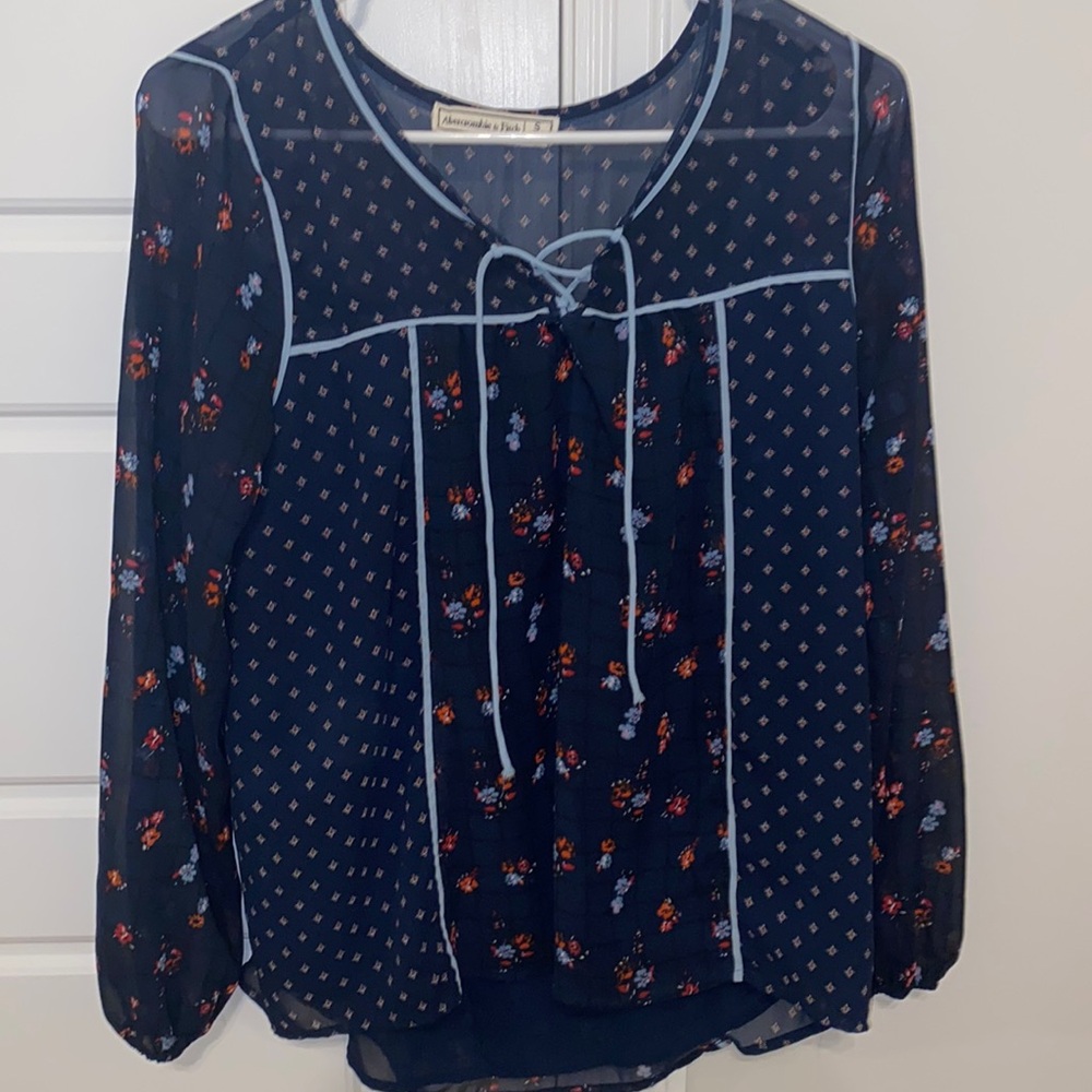 Abercrombie Navy Blue Floral Blouse
